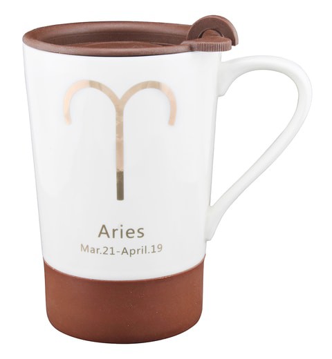 SHALLOW ZODIAC SIGN ARIES EVERYDAY MUG WITH LID PZD-ARS-JZ124N