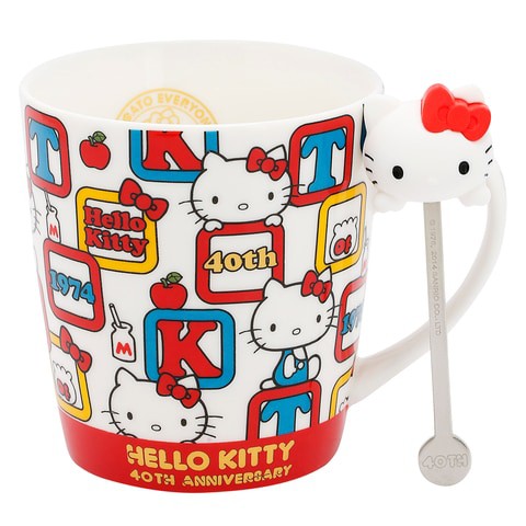 Hello Kitty 40th Anniversary Mug with Stirrer, White, 420 ml