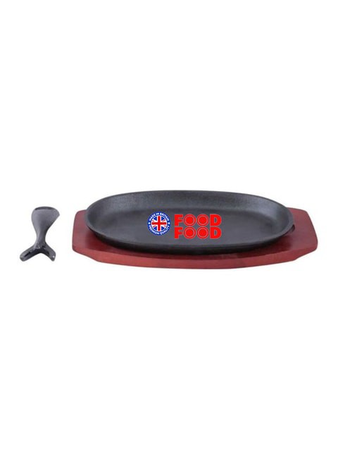 Generic Oval Sizzler Tray With Holder Black 28cm