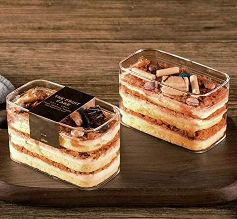 FUFU 10pcs Disposable Plastic Transparent Dessert Container Fruit Ice Cream Holder Cookie Boxes Mille Crepe Cake Packaging Box