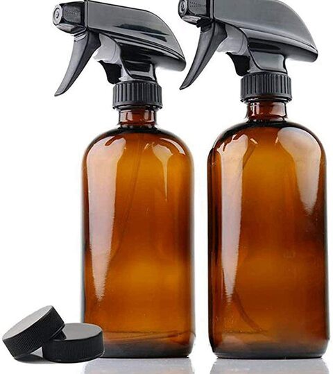 FUFU Spray Bottles 500ML, Fine Mist Amber Sprayer Plant Mister Atomiser Refillable Container with Mist &amp; Stream Modes Spray Bottles Set for Essential Oils, Cleaning (2 Packs)