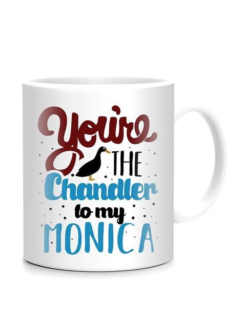 FMstyles You&#39;re The Chandler To My Monica Printed Mug White/Blue/Brown 10 cm