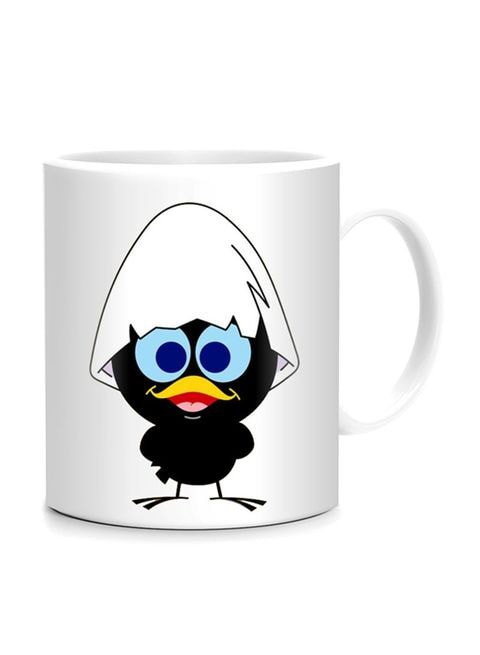 FMstyles Black Chicken Printed Mug White/Blue/Black 10 cm