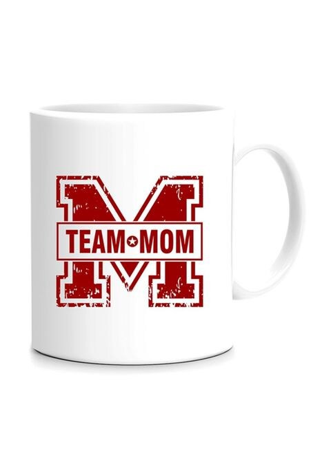 FMstyles Team Mom Printed Mug White/Red 10 cm