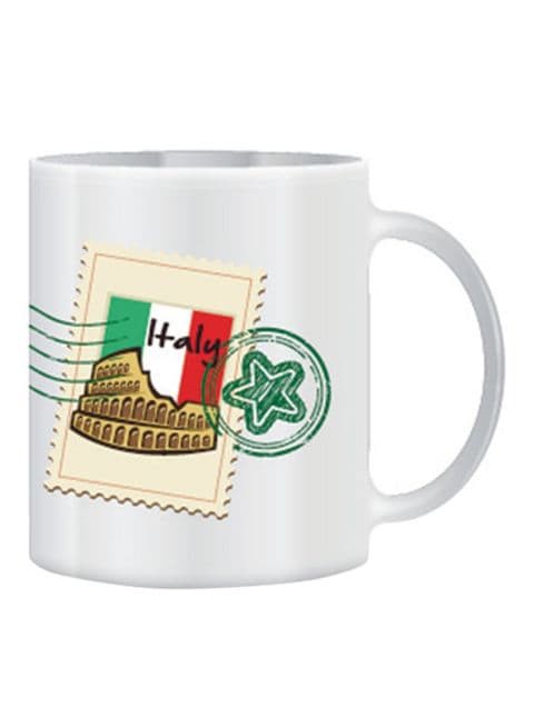 Giftex Italy Post Mark Design With Stamp Theme Mug White/Green/Red 11Ounce