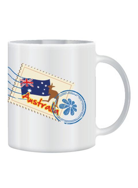 Giftex Australia Post Mark Design With Stamp Theme Mug White/Blue/Red 11Ounce