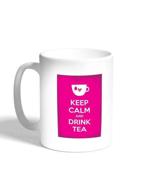 Generic Keep Calm And Drink Tea Printed Coffee Mug, White 11 Ounce