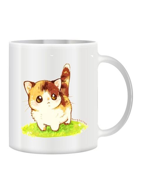 Giftex Lovely Cat Design Ceramic Coffe Mug Multicolour 11Ounce