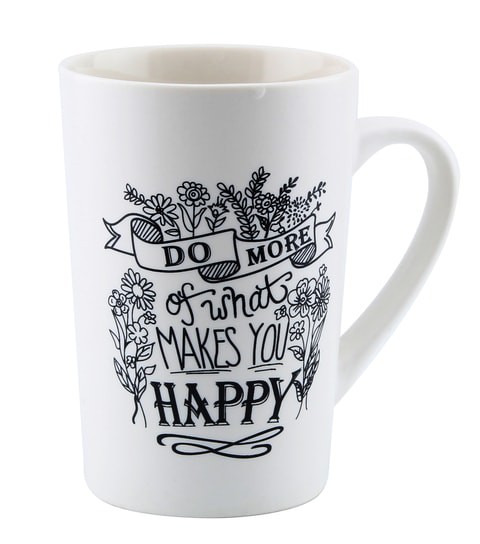 SHALLOW PORCELAIN TEA COFFEE MUG |REFRESHING QUOTES &amp; DESIGNS |WHITE