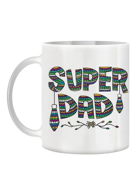 Giftex Funny Text With Super Dad Mug White/Green/Purple 11Ounce