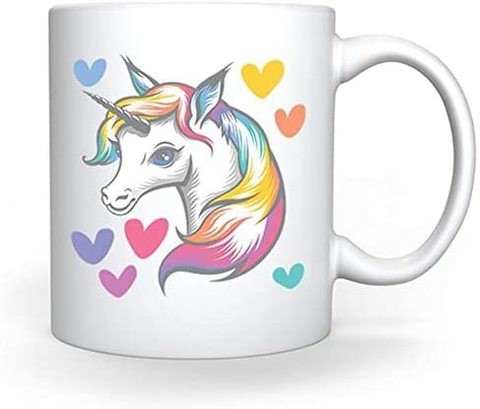 Giftex 11Oz White Mug, Unicorn And Hearts