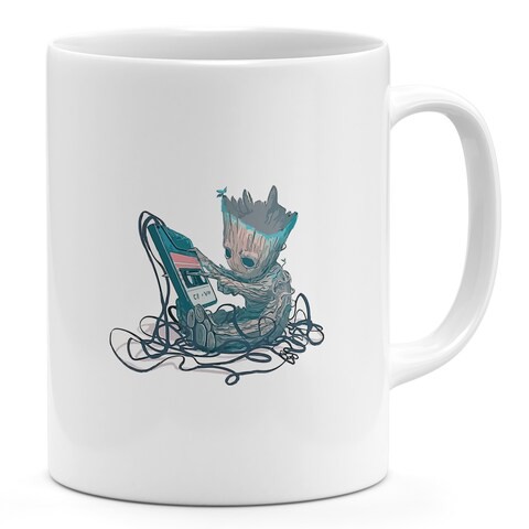 Loud Universe - Movie Character Groot Theme 11oz Ceramic Coffee Mug Cute Music Groot Novelty Coffee Mug Gift