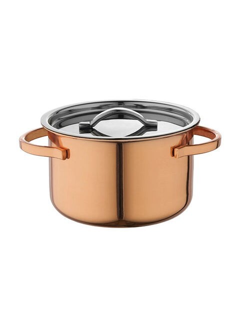 Copper Plated Casserole With Steel Lid Rose Gold 13centimeter