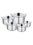 5-Piece Cookware Set With Lid Silver 15centimeter