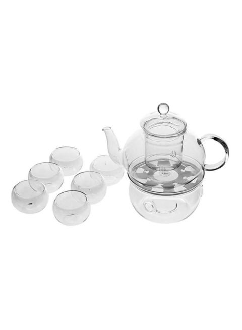 Goldedge - 8-Piece Tea Set With Burner Clear 50 Centimeter