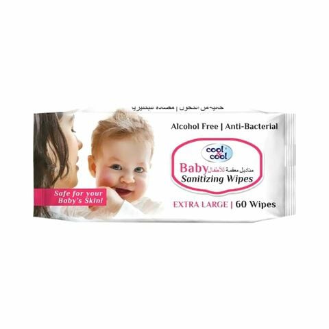 Cool & Cool Alcohol Free Baby Sanitizing Wipes XL 60 Pieces