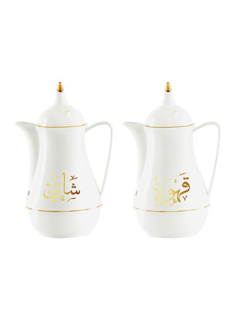 Royalford 2-Piece Laila Flask White/Gold 1L