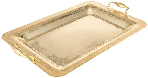 Almarjan 18/10 Stainless Steel Serving Tray Gold, Thrg2619/S/G822S Gold