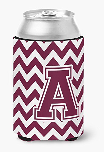 Caroline&#39;s Treasures Letter A Chevron Maroon And White Can Or Bottle Hugger, Multicolor