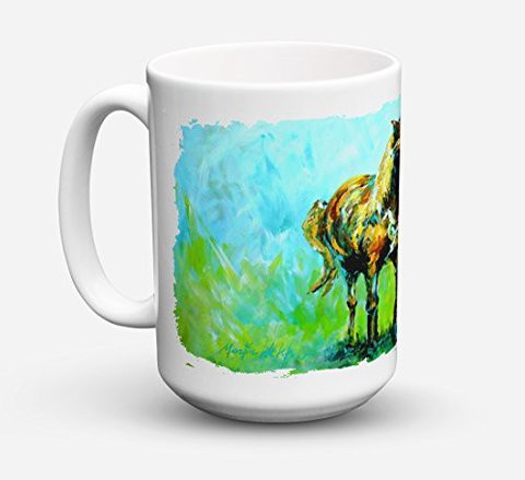 Caroline&#39;s Treasures Mw1126Cm15 Horse Grazin Dishwasher Safe Microwavable Ceramic Coffee Mug 15 Ounce, 15 Ounce, Multicolor