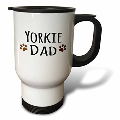 3Drose Yorkie Dog Dad Yorkshire Terrier Doggie Breed Doggy Lover Brown Paw Prints Pet Owner Travel Mug, 14-Ounce, Stainless Steel