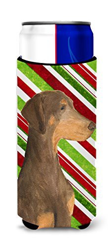 Caroline&#39;s Treasures Ss4548Muk Doberman Candy Cane Holiday Christmas Ultra Beverage Insulators For Slim Cans, Slim Can, Multicolor