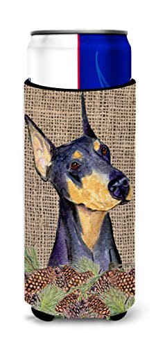 Caroline&#39;s Treasures Ss4085Muk Doberman On Faux Burlap With Pine Cones Ultra Beverage Insulators For Slim Cans, Slim Can, Multicolor