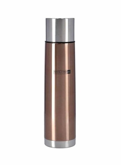 Royalford Stainless Steel Vacuum Bottle Brown/Silver 1L