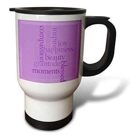 3Drose Inspire Happiness And Gratitude Pink- Inspirational Words- Motivational Travel Mug, 14-Ounce, Stainless Steel