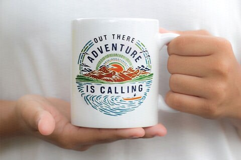 Giftmate Adventure is Calling Printed Ceramic Tea and Coffee Mug 320ml