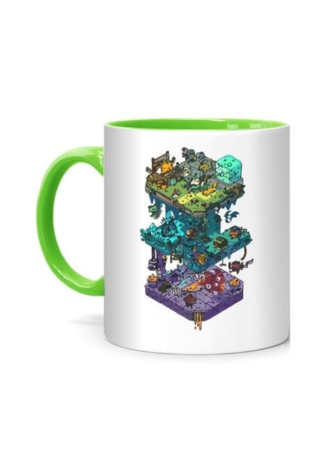 FMstyles Dungeons and Isometric Dragons Printed Mug White/Green 10 cm