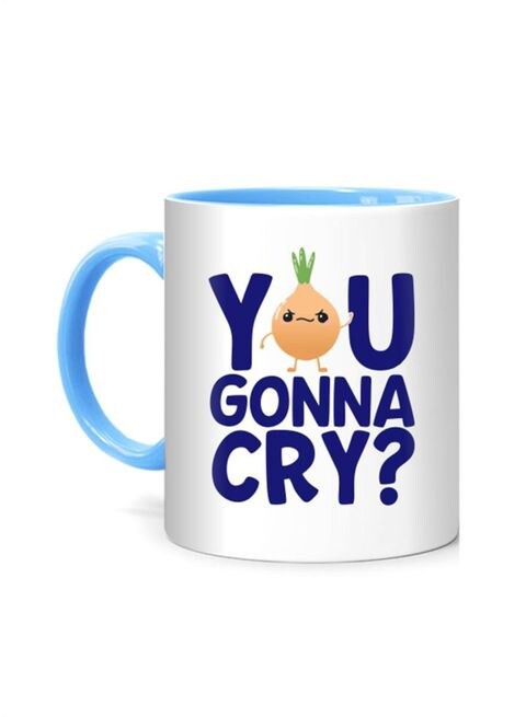 FMstyles You Gonna Cry Printed Mug White/Blue 10 cm