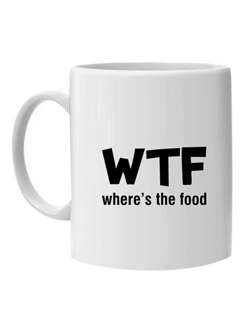 كوب من FMstyles Wtf - Where's The Food بطبعة أبيض 10 سم