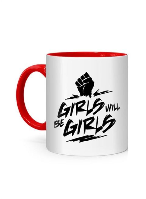 FMstyles Girls Will Be Girls Printed Mug White/Red 10 cm