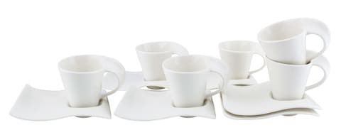 SHALLOW BONE CHINA CUPS AND SAUCERS SET