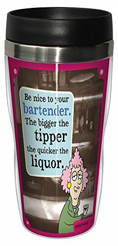 Tree-Free Greetings 16-Ounce Sip &#39;N Go Stainless Lined Travel Mug, Aunty Acid Nice to Bartenders