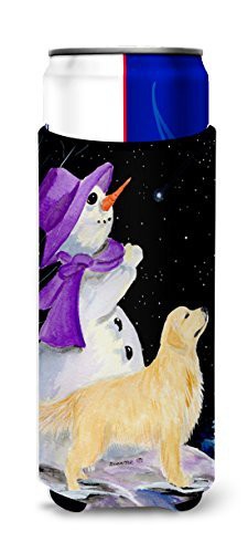 Caroline&#39;s Treasures Ss8950Muk Snowman With Golden Retriever Ultra Beverage Insulators For Slim Cans, Slim Can, Multicolor