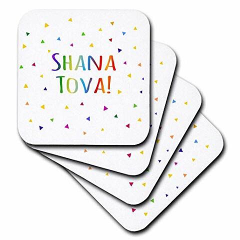 3dRose Shana tova - Rosh Hashanah greeting for a Happy Jewish New Year - Soft Coasters, set of 8