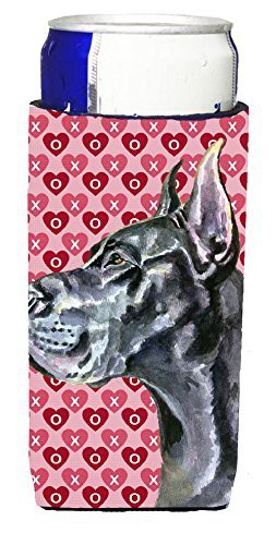 Caroline&#39;s Treasures Lh9564Muk Black Great Dane Hearts Love And Valentine&#39;s Day Ultra Beverage Insulators For Slim Cans, Slim Can, Multicolor