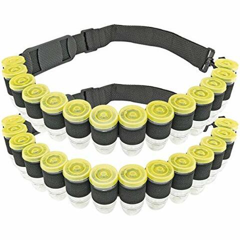 Fairly Odd Novelties Shot Ammo Bandolier w/ 28 Bullet Shaped Plastic Glasses with Lids Perfect Party Novelty Gift, Black