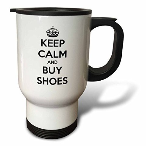 3Drose 3Drose&quot;Keep Calm And Buy Shoes&quot; Travel Mug, 14 Oz, Multicolor