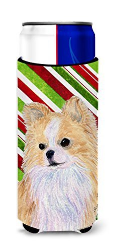 Caroline&#39;s Treasures Ss4542Muk Chihuahua Candy Cane Holiday Christmas Ultra Beverage Insulators For Slim Cans, Slim Can, Multicolor