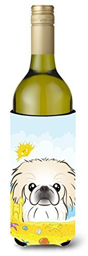 Caroline&#39;s Treasures Bb2089Literk Pekingese Summer Beach Wine Bottle Beverage Insulator Hugger, Wine Bottle, Multicolor