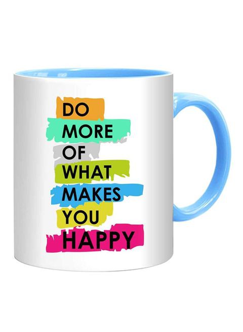 FMstyles Do More Of What Makes You Happy Mug White/Blue/Pink 10 cm