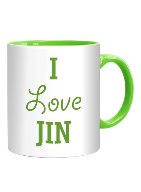 FMstyles I Love JIN Mug White/Green 10 cm