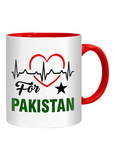 FMstyles Heart Beats For Pakistan Mug White/Green/Red 10 cm