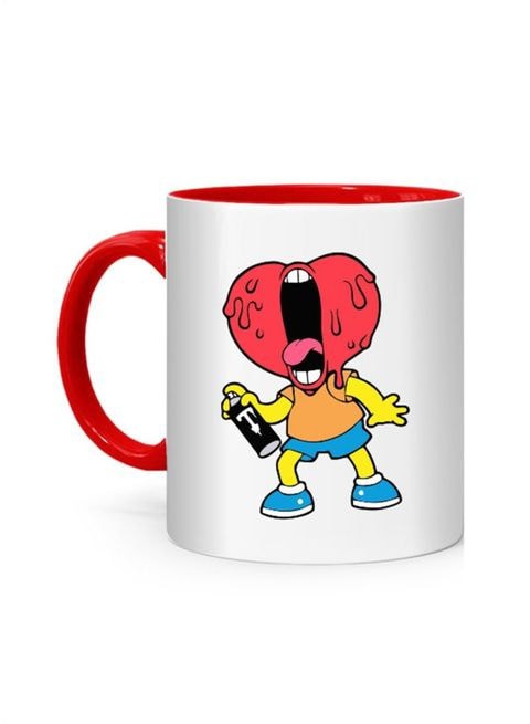 FMstyles Screaming Bart Printed Mug White/Red 10 cm