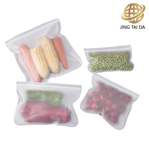 Reusable Storage Bags,4 Pack Fresh Keeping Sealed Bags,Leakproof Freezer Bags Lunch Bags For Vegetables, Fruit, Cereal,Travel Items, Home Organization.