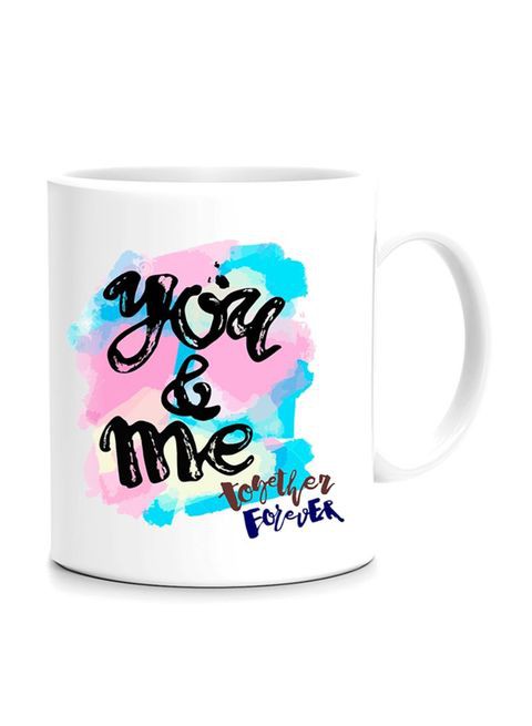 FMstyles You And Me Together Forever Printed Mug Blue/Pink/White 10 cm