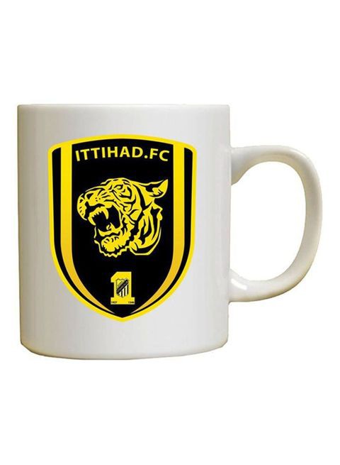 Spoil Your Wall Al Ittihad Football Club Coffee Mug White/Yellow/Black 11Ounce